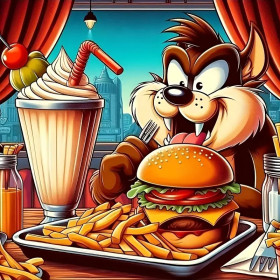 Kit de peinture par numero - Taz au Diner Américain