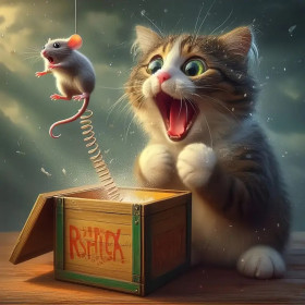 Kit de peinture par numero - Chat & Souris Surprise
