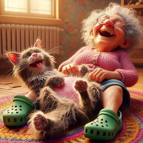 Kit de peinture par numero - Mamie et Chat Complices