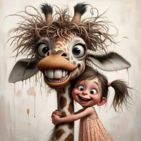 Kit de peinture par numero - Girafe en Folie & Petite Fille