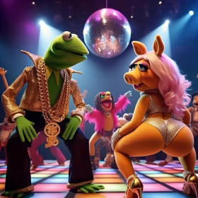 Kit de peinture par numero - Disco Grenouille & Cochon