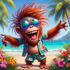 Kit de peinture par numero - Singe Tropical en Vacances