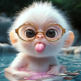 Kit de peinture par numero - Bébé Singe Amusant à la Piscine