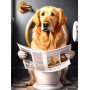 Kit de peinture par numero - Golden Retriever aux Toilettes