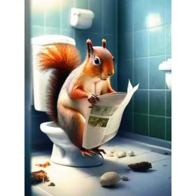 Kit de peinture par numero - Écureuil Lecteur aux Toilettes