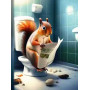Kit de peinture par numero - Écureuil Lecteur aux Toilettes