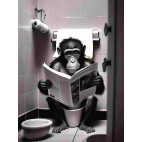 Kit de peinture par numero - Singe Lecteur aux Toilettes