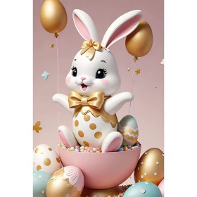 Kit de peinture par numero - Lapin de Pâques Chic : Or et Douceur