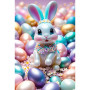 Kit de peinture par numero - Lapin Bleu Pastel et ses Œufs de Pâques Nacrés