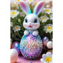 Kit de peinture par numero - Lapin Mignon et son Œuf de Pâques aux Perles Fleuries