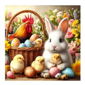 Kit de peinture par numero - Lapin de Pâques et sa Joyeuse Basse-cour