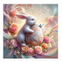 Kit de peinture par numero - Lapin Enchanteur et son Œuf aux Fleurs Pastel