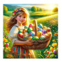 Kit de peinture par numero - Petite Fille au Panier d'Œufs : Douceur de Pâques