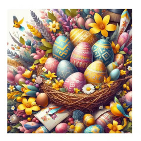 Kit de peinture par numero - Panier d'Œufs de Pâques et Oiseaux du Printemps