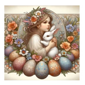 Kit de peinture par numero - Douceur de Pâques : La Jeune Fille au Lapin Blanc