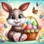 Kit de peinture par numero - Lapin de Pâques et son Panier d'Œufs Colorés