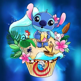 Kit de peinture par numero - Stitch Cupcake des Îles