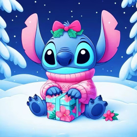 Kit de peinture par numero - Stitch Cadeau de Noël