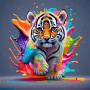 Kit de peinture par numero - Bébé Tigre Splash Art Multicolore