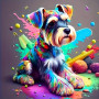 Kit de peinture par numero - Schnauzer Arc-en-Ciel : Style Pop Art