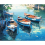 Kit de peinture par numero - Barques Bleues sur l'Eau Turquoise