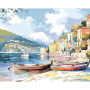 Kit de peinture par numero - Port Italien aux Barques Colorées