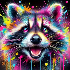 Kit de peinture par numero - Raton Laveur Pop Art Multicolore