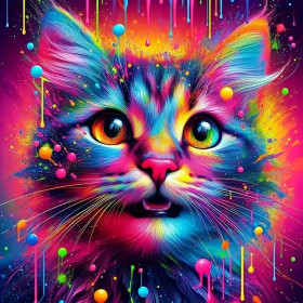 Kit de peinture par numero - Chat Pop Art Arc-en-Ciel