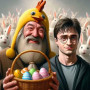 Kit de peinture par numero - Harry Potter et Dumbledore : La Chasse aux Œufs Magique