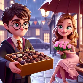 Kit de peinture par numero - Harry Potter et sa Princesse : Déclaration sous la Pluie