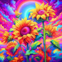 Kit de peinture par numero - Les Tournesols de l'Arc-en-Ciel