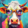Kit de peinture par numero - La Vache Hipster Multicolore