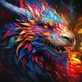Kit de peinture par numero - Le Dragon aux Écailles Flamboyantes