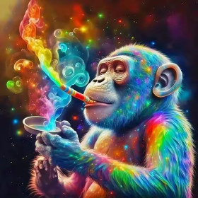 Kit de peinture par numero - Le Chimpanzé Galactique Multicolore
