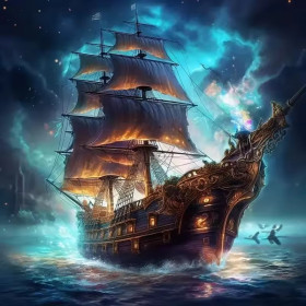 Kit de peinture par numero - Le Galion Fantastique des Mers de Brume