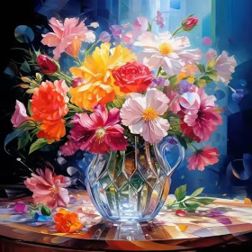 Kit de peinture par numero - Bouquet de Fleurs en Vase de Cristal