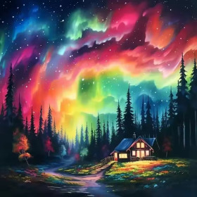 Kit de peinture par numero - Aurore Boréale Enchantée