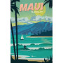 Kit de peinture par numero - Affiche Vintage Maui Hawaii