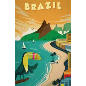 Kit de peinture par numero - Affiche Vintage Rio Toucan (Brésil)