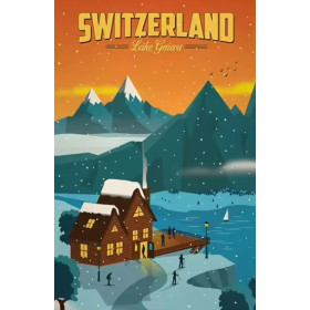 Kit de peinture par numero - Affiche Vintage Lac Léman (Suisse)