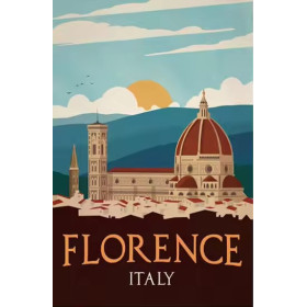 Kit de peinture par numero - Florence Italie : Affiche de Voyage Vintage