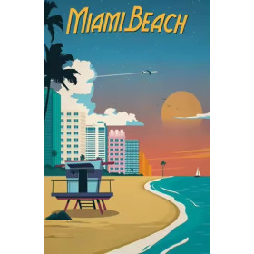 Kit de peinture par numero - Miami Beach : Coucher de Soleil et Style Art Déco