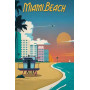 Kit de peinture par numero - Miami Beach : Coucher de Soleil et Style Art Déco