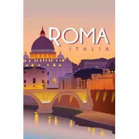 Kit de peinture par numero - Rome Italie : Affiche de Voyage Vintage au Coucher du Soleil