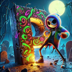 Kit de peinture par numero - Kit Halloween Jack et la Lettre Fluo Mystique
