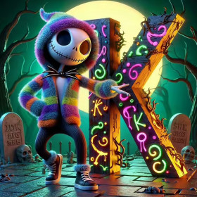 Kit de peinture par numero - Kit Halloween Jack et l'Énigme Lumineuse de la Lettre K