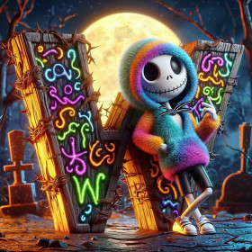 Kit de peinture par numero - Halloween Jack et la Structure en W aux Éclats Néon