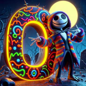 Kit de peinture par numero - Halloween Jack et le Cercle Cosmique aux Lumières Néon