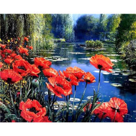 Kit de peinture par numero - Coquelicots et Bleuets | Harmonie des Champs