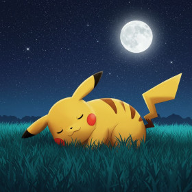 Kit de peinture par numero - Pikachu Endormi : Douce Nuit sous les Étoiles
